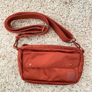Madewell Orange and Red Crossbody Bag with Crescent Shape